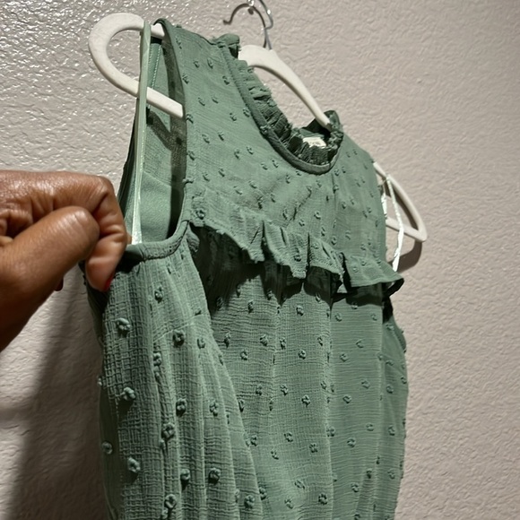 monteau boho high neck polka dot textured tier dress womens size small - Picture 5 of 11